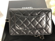 Load image into Gallery viewer, Chanel 28 series black lambskin woc, wallet on chain silver hdw
