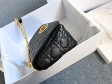 Load image into Gallery viewer, Dior caro bag medium black with gold hdw
