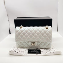 Load image into Gallery viewer, Chanel medium white iridescent calfskin, gold hdw 31 series
