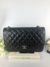 Load image into Gallery viewer, Chanel 21 series black caviar jumbo, silver hdw
