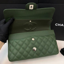 Load image into Gallery viewer, Chanel 25 series green medium caviar, silver hdw
