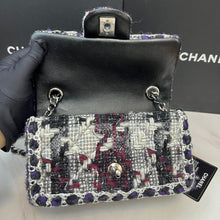 Load image into Gallery viewer, Chanel black white mini tweed, silver hdw
