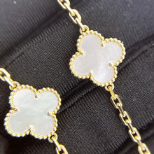 Load image into Gallery viewer, Van Cleef &amp; Arpels (VCA) white mother of pearl 18k gold 10 motif vintage Alhambra necklace
