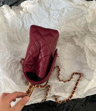 Load image into Gallery viewer, Chanel burgundy red mini 20cm with top handle, gold hdw.

