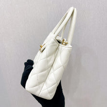 Load image into Gallery viewer, Chanel white Kelly Nano, crinkled shiny calfskin with aged gold hdw
