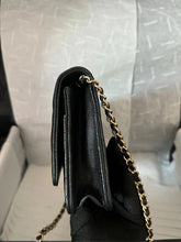 Load image into Gallery viewer, Chanel 22s black caviar crystal woc (wallet on chain), light gold hdw
