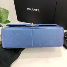 Load image into Gallery viewer, Chanel 27 series blue iridescent caviar jumbo, gold hdw
