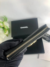 Load image into Gallery viewer, Chanel 19 black 4 card slot black lambskin wallet
