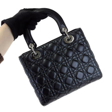 Load image into Gallery viewer, Lady Dior black medium cannage lambskin, silver hdw

