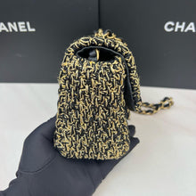 Load image into Gallery viewer, Chanel mini square, gold and black tweed
