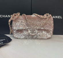 Load image into Gallery viewer, Chanel pink sequin small flap, silver hdw
