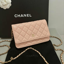 Load image into Gallery viewer, Chanel rose beige woc wallet on chain, caviar leather with gold hdw
