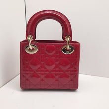 Load image into Gallery viewer, Lady Dior mini red patent, gold hdw
