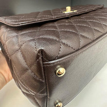 Load image into Gallery viewer, Chanel brown caviar coco handle medium with gold hdw.
