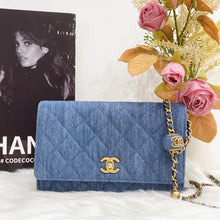 Load image into Gallery viewer, Chanel pearl crush woc denim 22c with box, dust bag, chip
