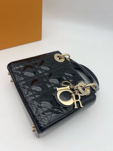 Load image into Gallery viewer, Lady Dior black mini patent, light gold champagne hardware
