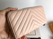 Load image into Gallery viewer, Chanel light pink chevron lambskin wallet
