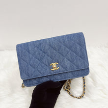 Load image into Gallery viewer, Chanel pearl crush woc denim 22c with box, dust bag, chip
