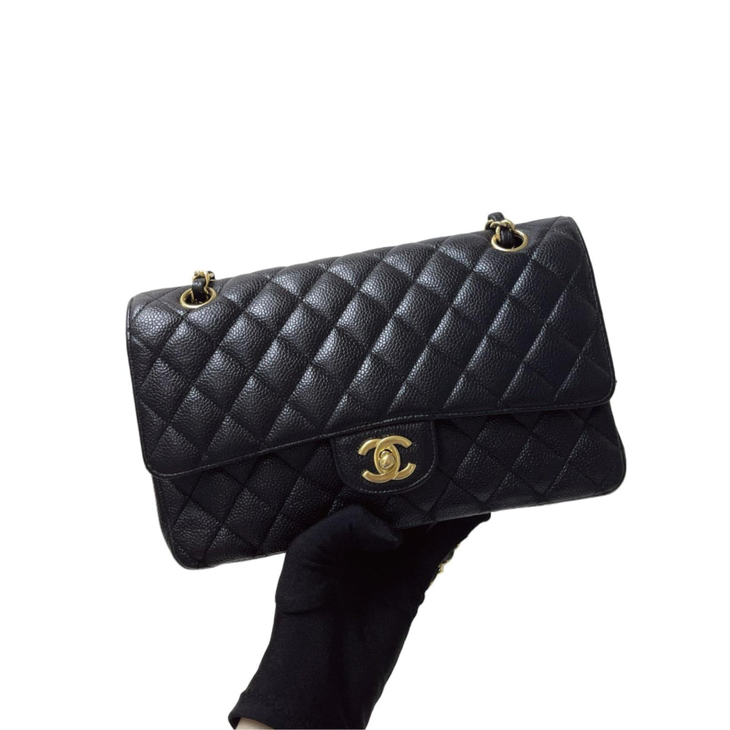 Chanel black caviar medium, gold hdw 24 series