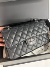 Load image into Gallery viewer, Chanel Black caviar small classic flap, silver hdw
