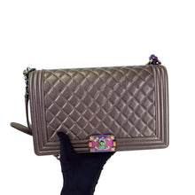 Load image into Gallery viewer, Chanel new medium size boy iridescent brown with rainbow hdw
