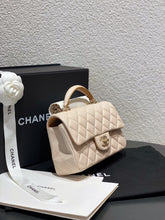 Load image into Gallery viewer, Chanel Ivory / caramel mini top handle lambskin, light gold hdw
