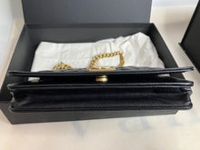 Load image into Gallery viewer, Chanel black caviar boy woc (wallet on chain) with aged gold hdw
