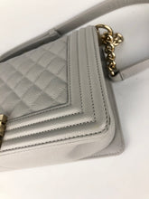 Load image into Gallery viewer, Chanel light grey old medium caviar boy, light gold hdw
