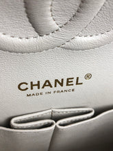 Load image into Gallery viewer, Chanel 18b ivory chevron caviar medium classic with light gold hdw
