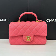 Load image into Gallery viewer, Chanel mini 20cm with top handle, pink caviar with gold hdw
