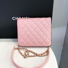 Load image into Gallery viewer, Chanel square pearl pink caviar woc (wallet on chain) gold hdw
