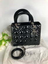 Load image into Gallery viewer, Lady Dior medium black patent, silver hdw
