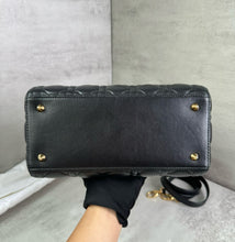 Load image into Gallery viewer, Lady Dior medium black Cannage lambskin with gold hdw
