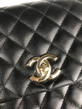 Load image into Gallery viewer, Chanel large black caviar coco handle, light gold hardware
