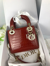 Load image into Gallery viewer, Lady Dior red mini exotic crocodile, full set
