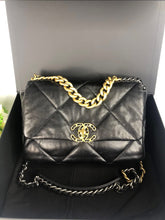 Load image into Gallery viewer, Chanel 19 small black, with mixed gold hdw
