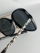 Load image into Gallery viewer, Chanel black chain link sunglasses
