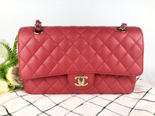 Load image into Gallery viewer, Chanel 23 series dark pink edge stitched caviar medium classic, gold hdw
