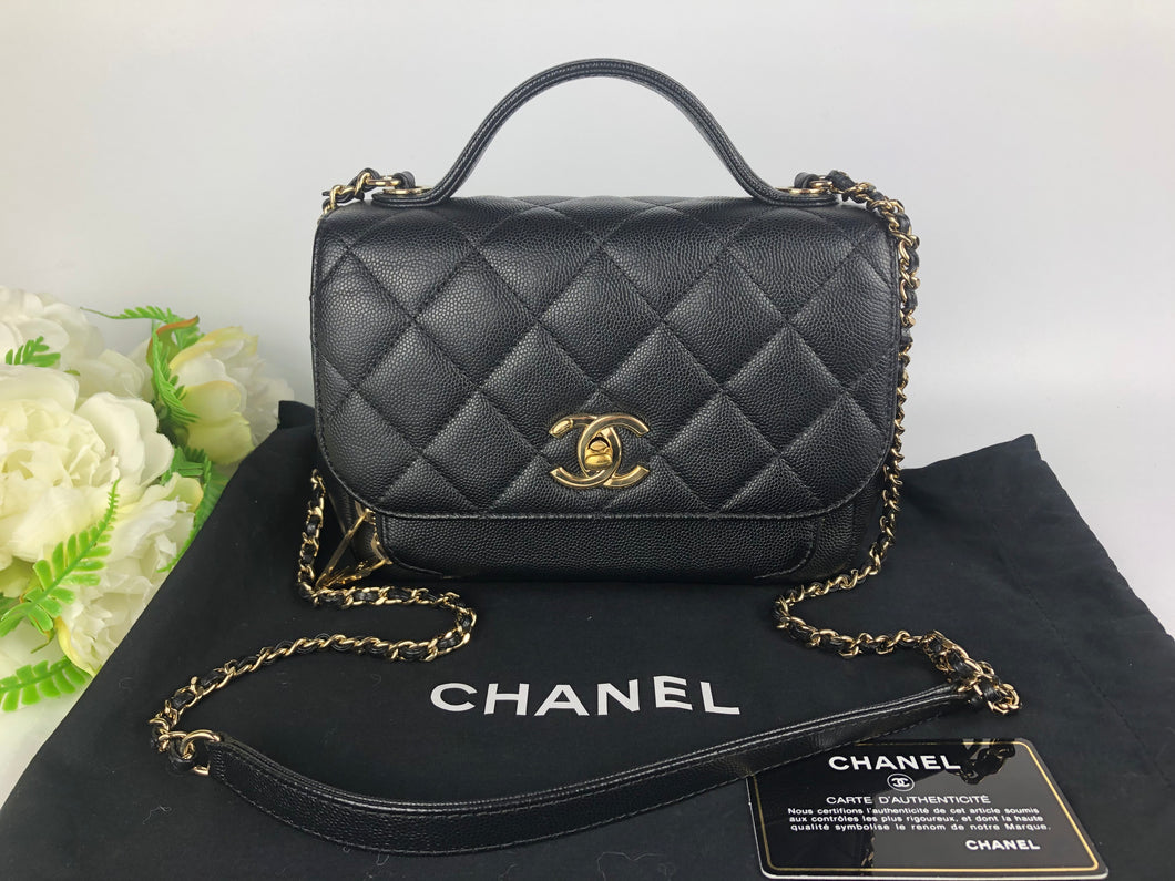 Chanel small black caviar business affinity, gold hdw