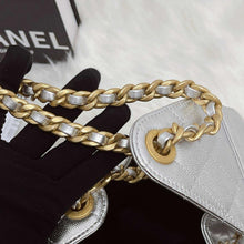 Load image into Gallery viewer, Chanel 25 small in rare silver caviar, aged gold hdw
