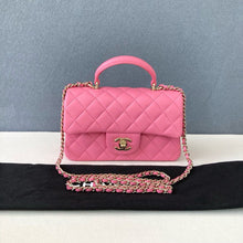 Load image into Gallery viewer, Chanel pink mini top handle lambskin, gold hdw
