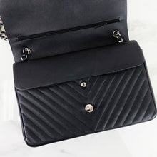 Load image into Gallery viewer, Chanel black caviar chevron jumbo, silver hdw
