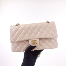 Load image into Gallery viewer, Chanel 22c light beige caviar medium classic flap, light gold hdw
