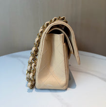Load image into Gallery viewer, Chanel small beige caviar classic flap, gold hdw chip
