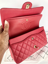 Load image into Gallery viewer, Chanel 23 series dark pink edge stitched caviar medium classic, gold hdw
