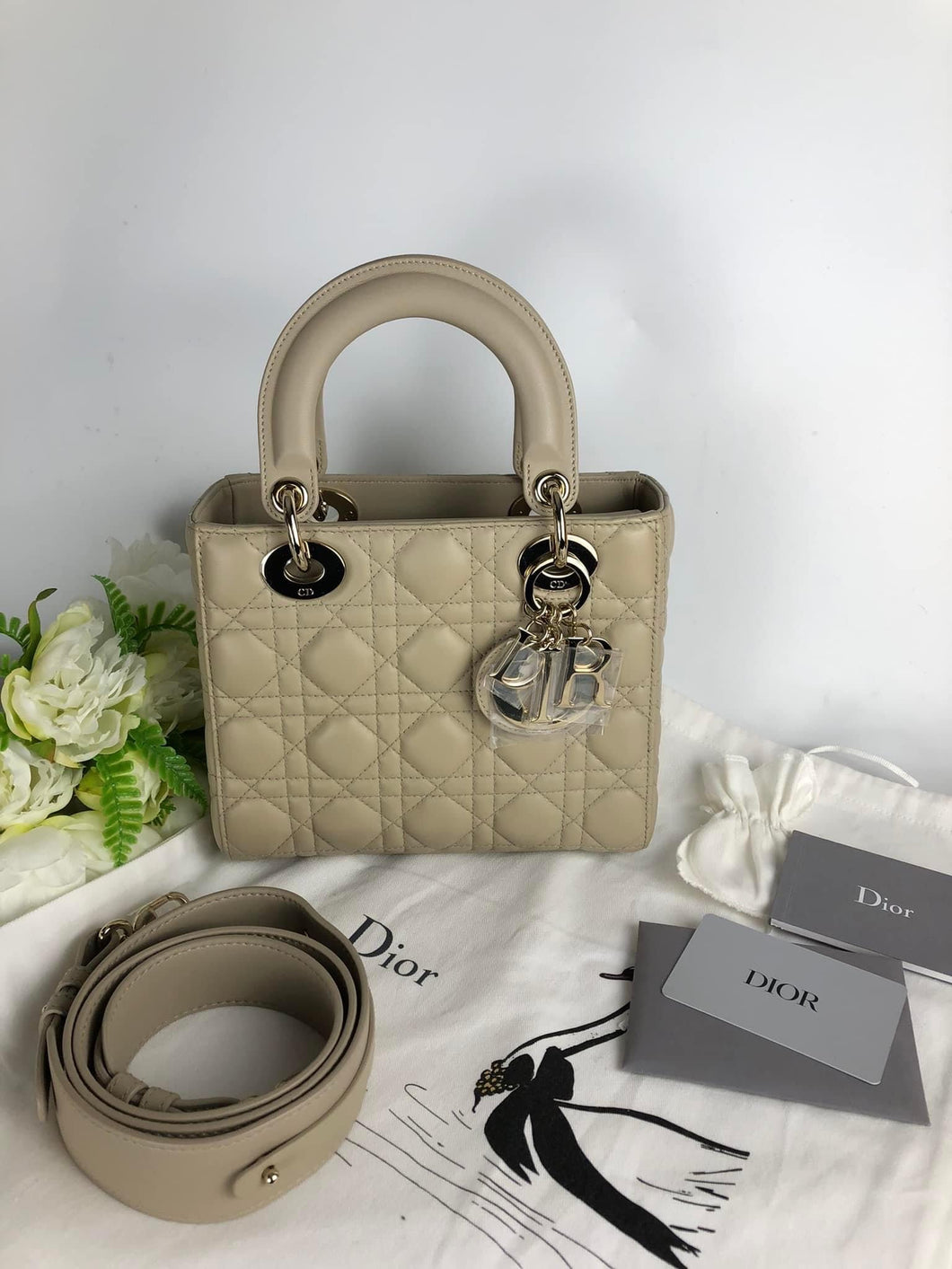 Lady Dior powder beige small