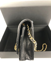 Load image into Gallery viewer, Chanel black caviar woc, wallet on chain with gold hdw 29 series
