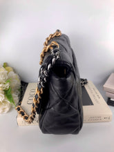 Load image into Gallery viewer, Chanel 19 small black lambskin, mixed gold hdw
