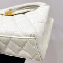 Load image into Gallery viewer, Chanel white Kelly Nano, crinkled shiny calfskin with aged gold hdw
