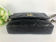 Load image into Gallery viewer, Chanel black woven logo flap from 2021 cruise collection, gold hdw
